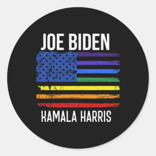 Adesivo Redondo Biden Kamala Harris 2020 Rainbow Us Flag Lgbt soci