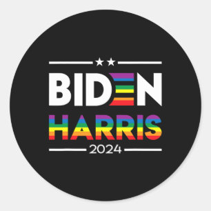 Adesivo Redondo Biden Kamala Harris 2024 Rainbow Orgulho gay Lgbt