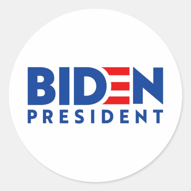 Adesivo Redondo Biden para Presidente Blue e Red Slogan, ZSSG (Frente)