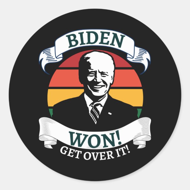 Adesivo Redondo Biden Won Supere O Pro Biden (Frente)
