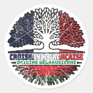 Adesivo Redondo Bielorrússia, bielorrusso, França, Árvore