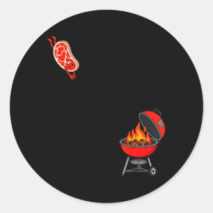 Adesivo Redondo Bife Engraçado Pulando No Churrasco Voo