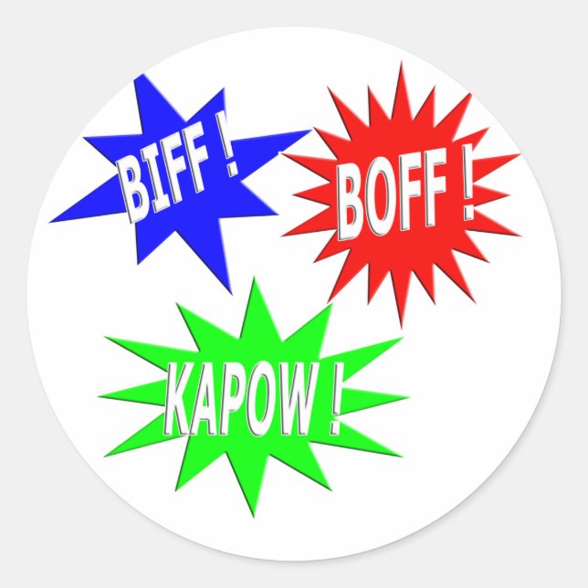 Adesivo Redondo Biff Boff Kapow Sticker (Frente)