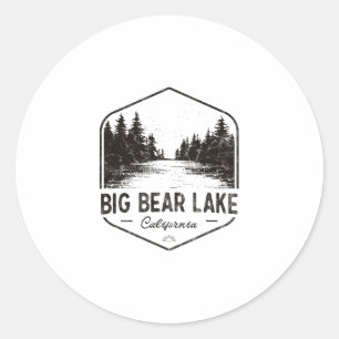 Adesivo Redondo Big Bear Lake Califórnia Ao Ar Livre Vintage 