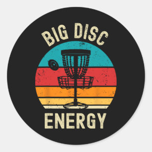 Adesivo Redondo Big Disk Energy Funny Retro Vintage Disc Golf Love