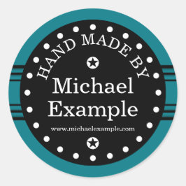 Adesivo Redondo Big Dot & Stripes preto + seu dorso. & ideias