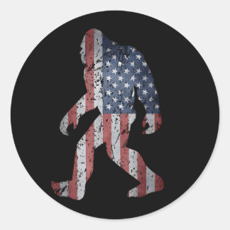 Adesivo Redondo Big Foot Bigfoot Sasquatch American Flag Patriotic