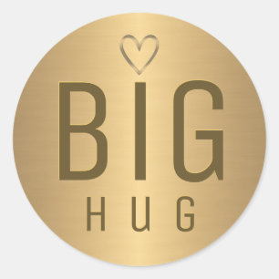 Adesivo Redondo  BIG HUG with metallic gold heart on gold gradient