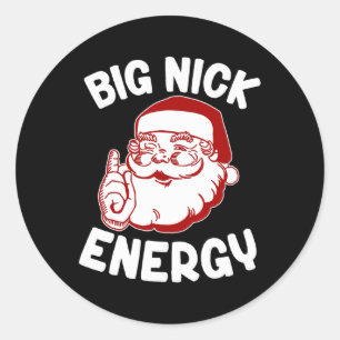 Adesivo Redondo Big Nick Energy Engraçado Natal