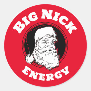 Adesivo Redondo Big Nick Energy Engraçado Papai Noel