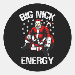 Adesivo Redondo Big Nick Energy Engraçado Papais noeis Natal 1