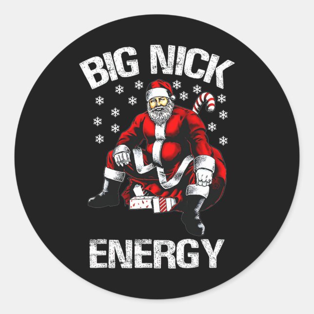 Adesivo Redondo Big Nick Energy Engraçado Papais noeis Natal 1 (Frente)