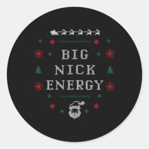 Adesivo Redondo Big Nick Energy Engraçado Xmas Natal Homens W
