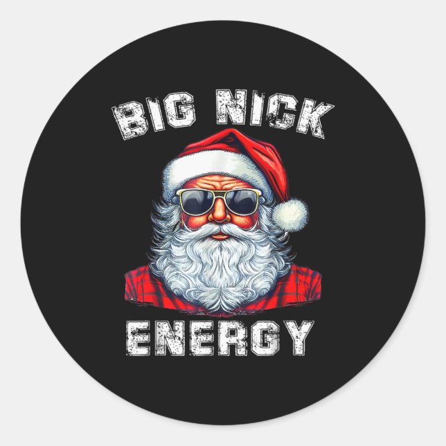 Adesivo Redondo Big Nick Energy Funny Santa Christmas  (Frente)