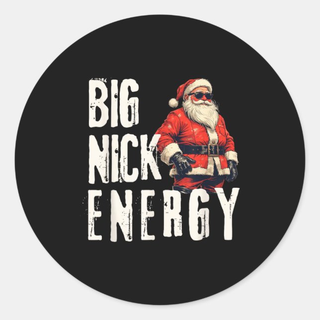 Adesivo Redondo Big Nick Energy Funny Santa Christmas  (Frente)