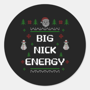 Adesivo Redondo Big Nick Energy Meme Engraçado Feriado Natal Natal