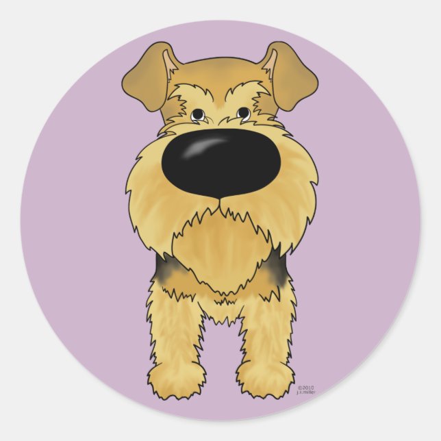 Adesivo Redondo Big Nose Airedale Terrier (Frente)