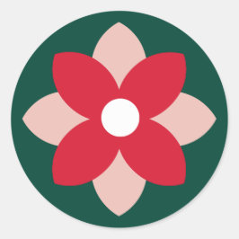 Adesivo Redondo Big Poinsettia Pine Green Holiday Sticker