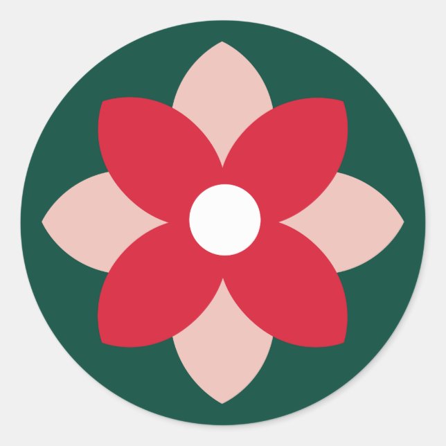 Adesivo Redondo Big Poinsettia Pine Green Holiday Sticker (Frente)