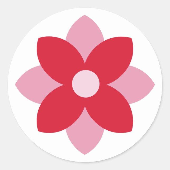 Adesivo Redondo Big Poinsettia Red and Pink Holiday Sticker (Frente)