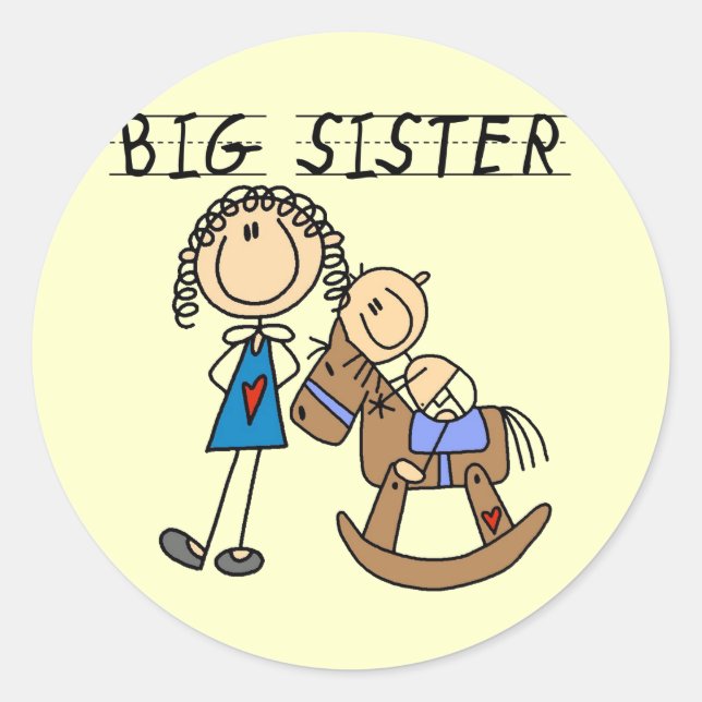 Adesivo Redondo Big Sister Baby Brother T-shirts e presentes (Frente)
