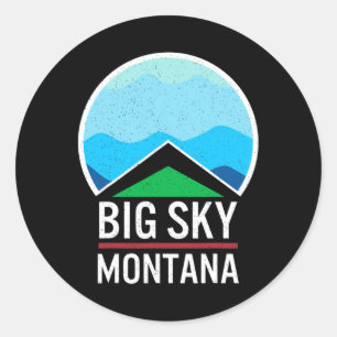 Adesivo Redondo Big Sky Montana Esquiando Snowboard Skier Snow