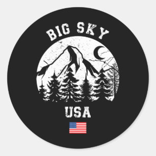 Adesivo Redondo Big Sky Montana Ski Resort Alpino Skiing Americano