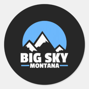 Adesivo Redondo Big Sky Montana Snowboard Mountain