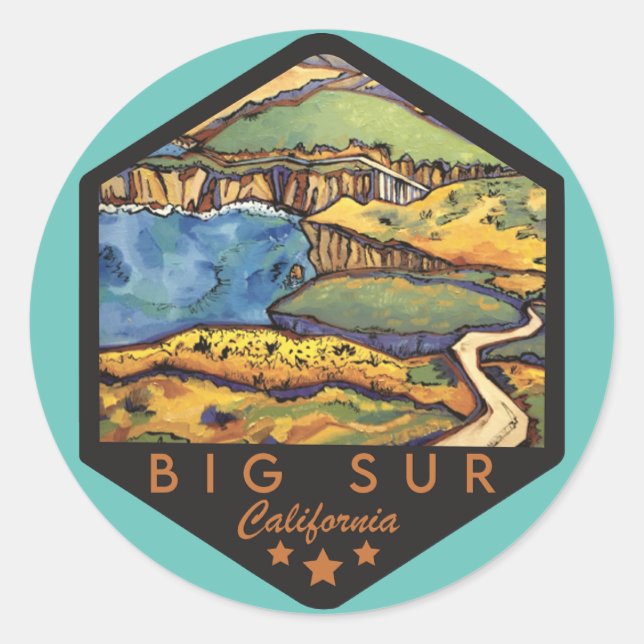 Adesivo Redondo Big Sur California Stickers (Frente)