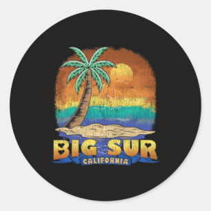 Adesivo Redondo Big Sur California Vintage angustiou Souvenir