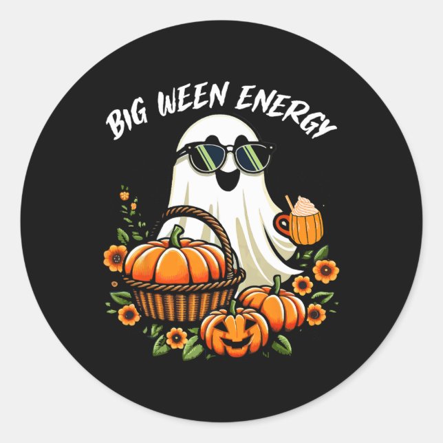 Adesivo Redondo Big Weny Energy Ghost Drink Pumpkin Spice La (Frente)