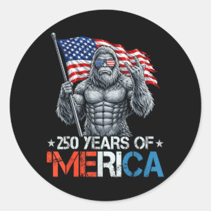 Adesivo Redondo Bigfoot 250 Anos de Merica Rock Bandeira Americana