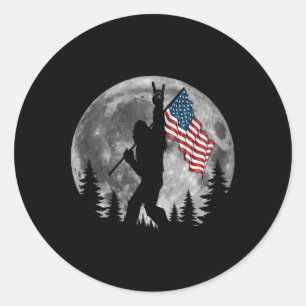 Adesivo Redondo Bigfoot American Flag Sasquatch Patriotic 4th Of J