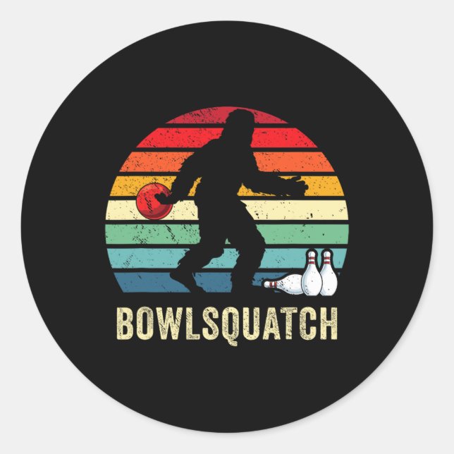 Adesivo Redondo Bigfoot Bowling Gift Sasquatch Gifts Bowler Byll P (Frente)