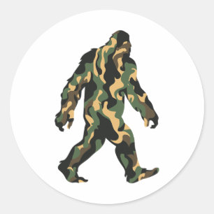 Adesivo Redondo Bigfoot Camuflagem Sasquatch Camping ao Ar Livre H