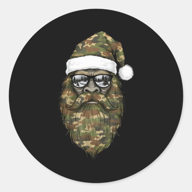 Adesivo Redondo Bigfoot Face Sungles Santa Christmas Camo Xmas Sas (Frente)