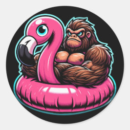 Adesivo Redondo Bigfoot Flamingo