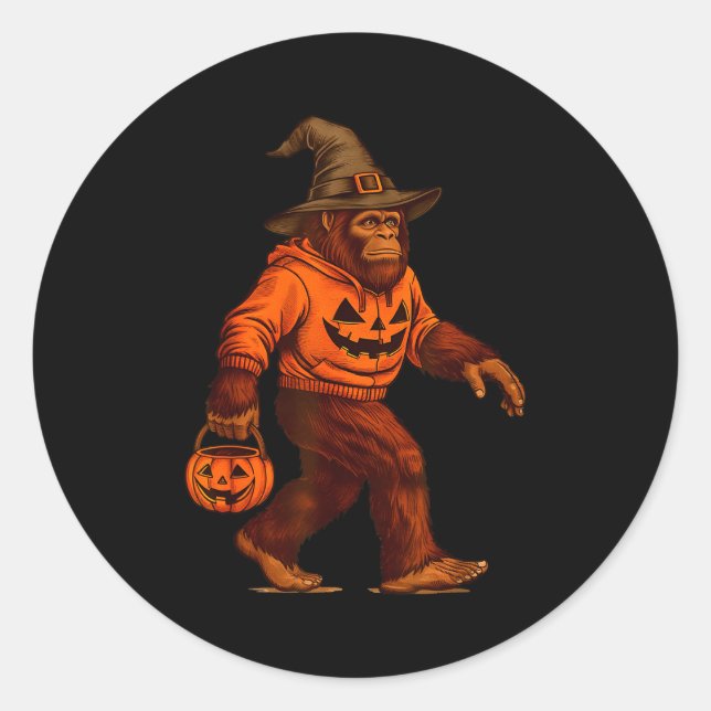 Adesivo Redondo Bigfoot Halloween Trick Or Treat Sasquatch Costume (Frente)
