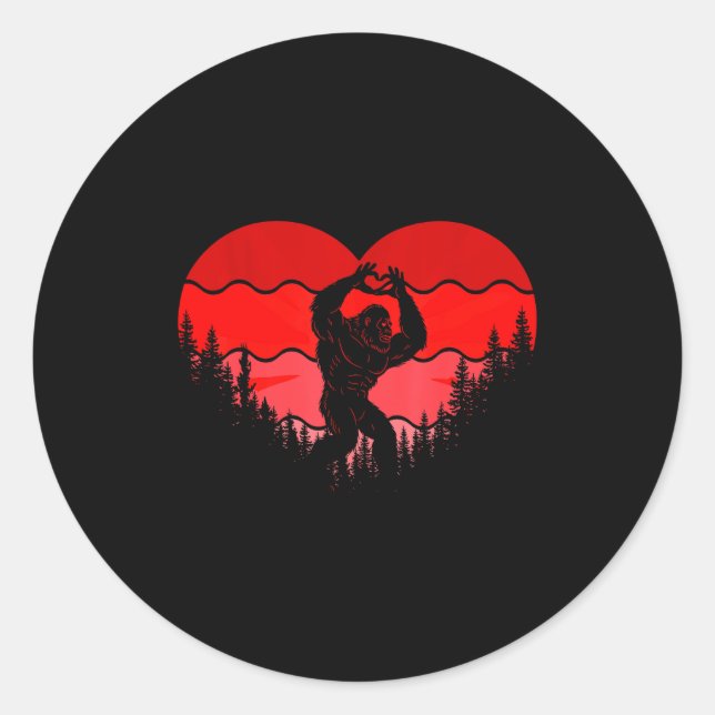 Adesivo Redondo Bigfoot Heart Valentine's Day Boys Girls Kids Love (Frente)