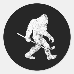 Adesivo Redondo Bigfoot Hockey Vintage Sasquatch Engraçado Homens 