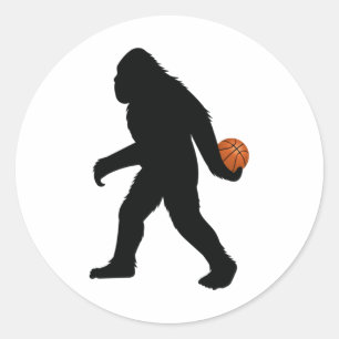 Adesivo Redondo Bigfoot Jogando Basquete