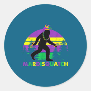 Adesivo Redondo Bigfoot Mardi Gras Sasquatch Orleans