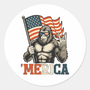Adesivo Redondo Bigfoot Merica Divertido Rocha Bandeira Dos EUA Pa