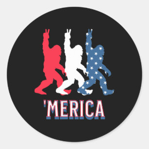 Adesivo Redondo Bigfoot Mérica Red White Blue Peace Sinal 4° De Ju