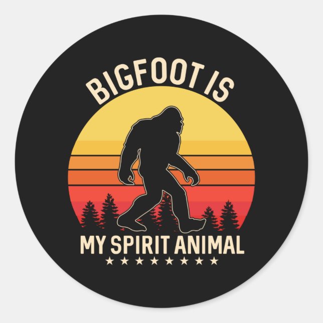 Adesivo Redondo Bigfoot my Spirit Animal | Bigfoot Retro (Frente)