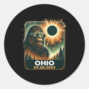 Adesivo Redondo Bigfoot Ohio Total Solar Eclipse 2024 Com Eclipse