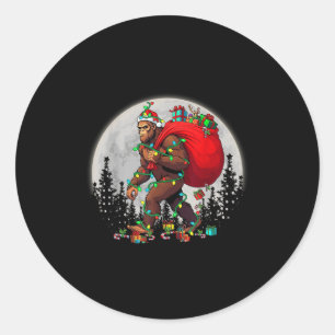 Adesivo Redondo Bigfoot Papai noel Árvore de Natal Luz Engraçada X