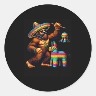 Adesivo Redondo Bigfoot Pinata Cinco De Mayo Mexicano Sasquatch Cr