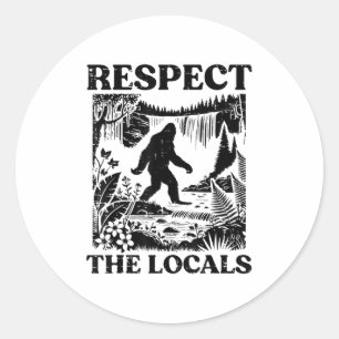 Adesivo Redondo Bigfoot respeita locals Vintage Sasquatch Park Wom