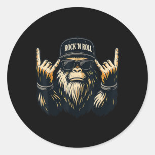 Adesivo Redondo Bigfoot Rock Em Sasquatch Heavy Metal Vibes Men